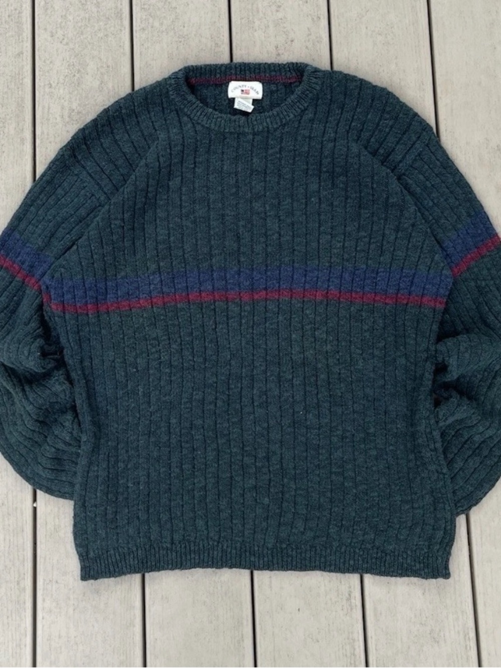 Vintage County Seat 90s Crew Neck Knit Textured Sweater Pullover Grandpa
